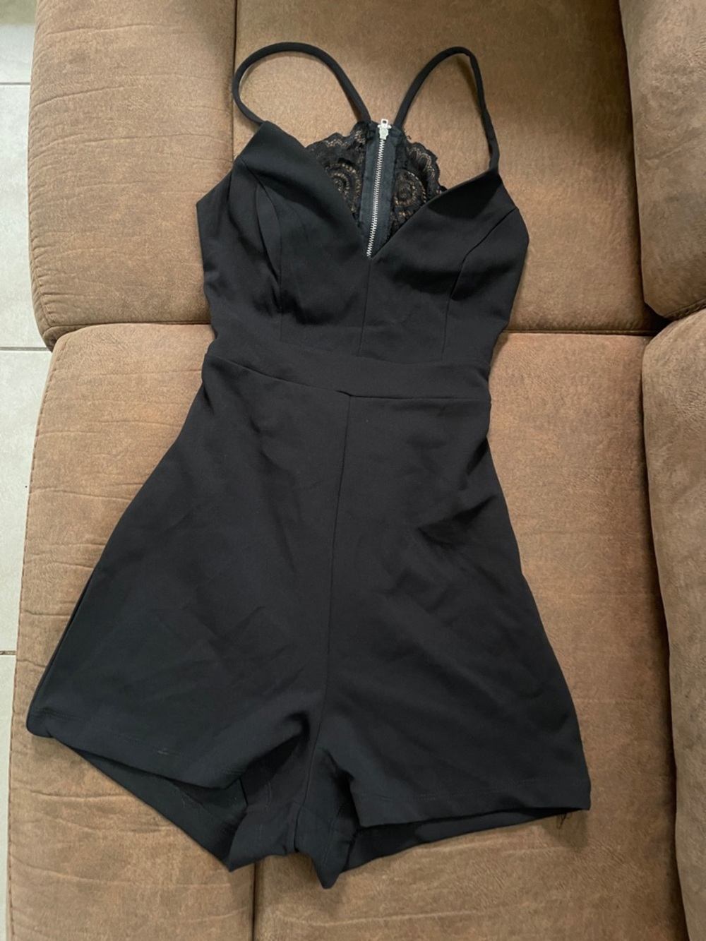 Joe & Elle Black Lace-Front Spaghetti Strap Romper